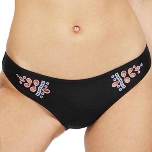 Top Shop cut out embroidered bikini bottoms - Picture 1 of 5